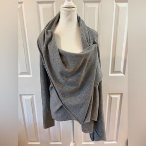Autumn Cashmere Gray Cashmere/Wool Blend Asymmetrical Side Zip Cardigan Size S